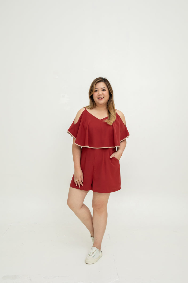 Effortless Charm Romper (Red)