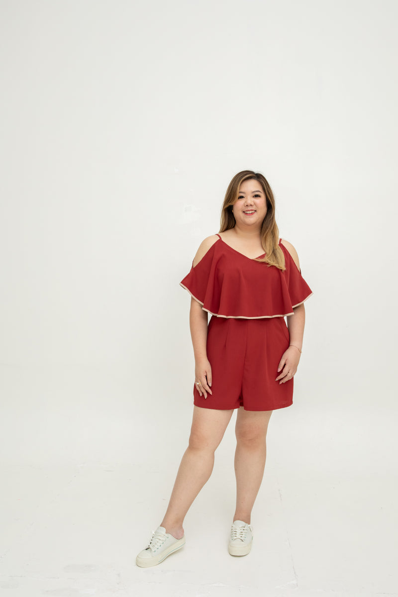 Effortless Charm Romper (Red)