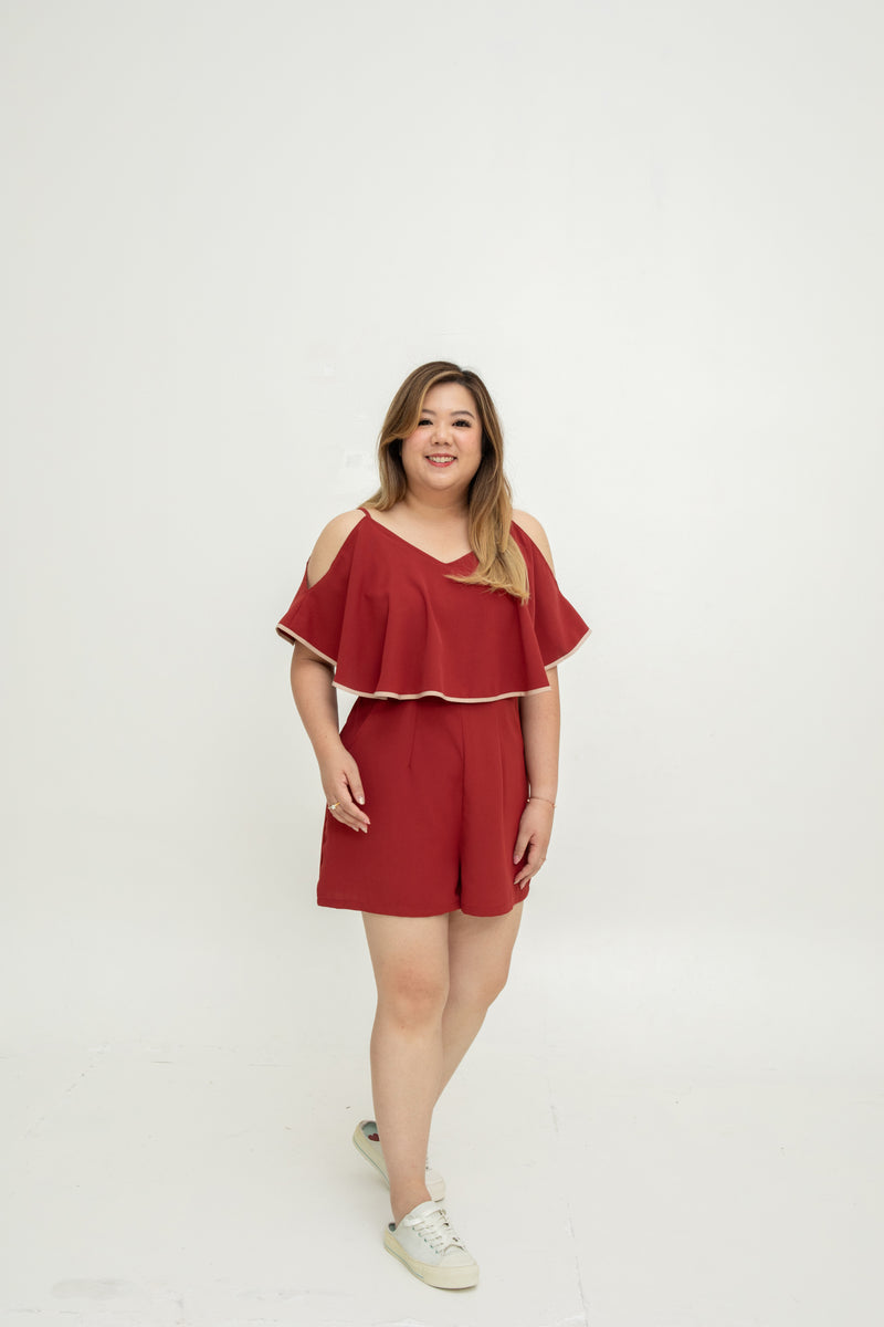 Effortless Charm Romper (Red)