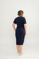 Twist Knot Side Slit Dress (Navy)