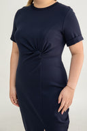 Twist Knot Side Slit Dress (Navy)
