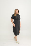 Twist Knot Side Slit Dress (Grey)