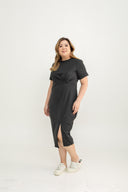 Twist Knot Side Slit Dress (Grey)