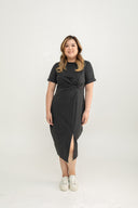 Twist Knot Side Slit Dress (Grey)