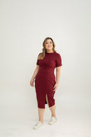 Twist Knot Side Slit Dress (Red)
