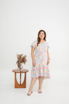 Asymmetrical Frills Midi Dress (Santorini Pink)