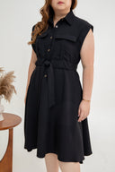 Arden Utility Shirt Dress (Black)