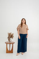 Flutter Sleeve Satin Top (Beige)