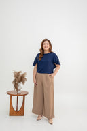 Flutter Sleeve Satin Top (Navy)