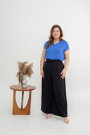 Silken Slip Sleeve Top (Blue)
