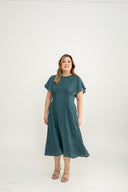 Willow Crinkle Midi Dress (Forest Teal)