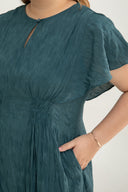 Willow Crinkle Midi Dress (Forest Teal)