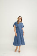 Willow Crinkle Midi Dress (Ocean Blue)