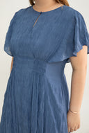 Willow Crinkle Midi Dress (Ocean Blue)