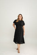 Willow Crinkle Midi Dress (Black)