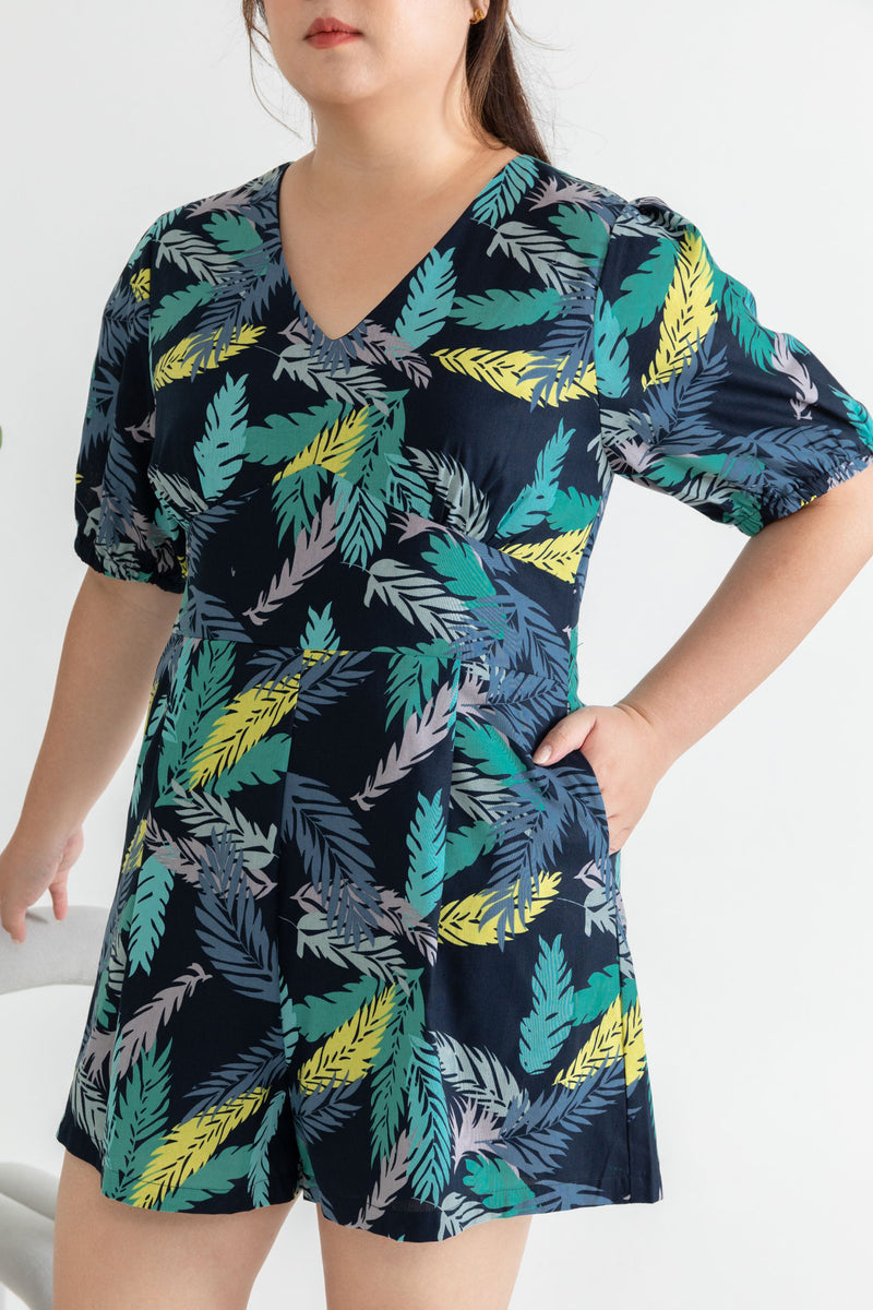 Tropical Vacay Romper (Navy)