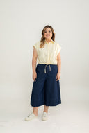 Drawstring Short Sleeve Boxy Shirt (Yellow)