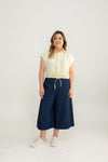 Drawstring Short Sleeve Boxy Shirt (Yellow)