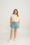 Drawstring Short Sleeve Boxy Shirt (Yellow)