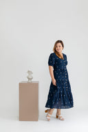 Embroidered Smocked Back Midi Dress (Floret) - Online Exclusive