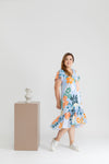 Asymmetrical Frills Midi Dress (Tropical)