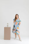 Asymmetrical Frills Midi Dress (Tropical)