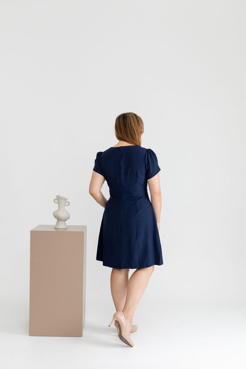 Classic Fit & Flare Work Dress (Navy)