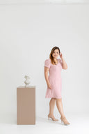 Classic Fit & Flare Work Dress (Pink)