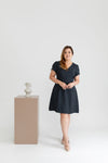 Classic Fit & Flare Work Dress (Charcoal Grey)