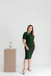 Ruched Double Knit Dress (Forest Green)