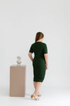 Ruched Double Knit Dress (Forest Green)