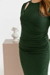 Ruched Double Knit Dress (Forest Green)