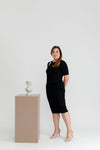 Ruched Double Knit Dress (Black)