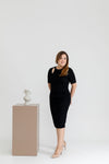Ruched Double Knit Dress (Black)