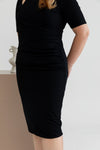 Ruched Double Knit Dress (Black)