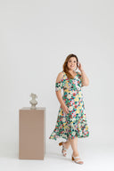 Ruffles Hem Chiffon Midi Dress (Emerald)