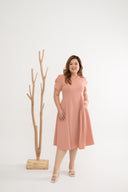 Sophisticate Twirl Skater Dress (Peach Blossom)