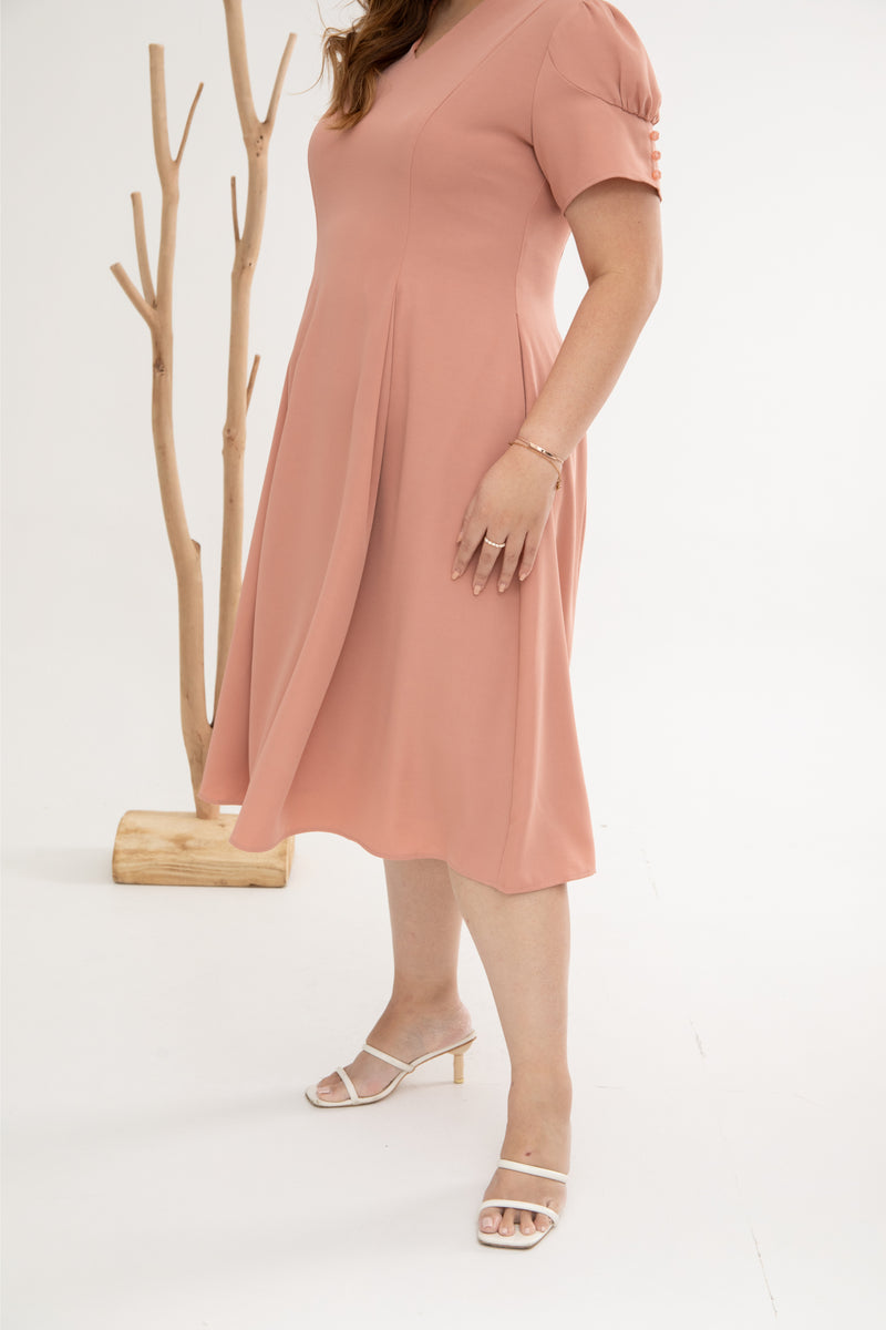 Sophisticate Twirl Skater Dress (Peach Blossom)