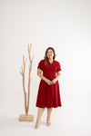 Sophisticate Twirl Skater Dress (Crimson Maroon)