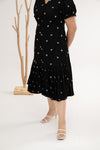 Pleats Bottom Embroidery Midi Dress (Édition limitée - Black)