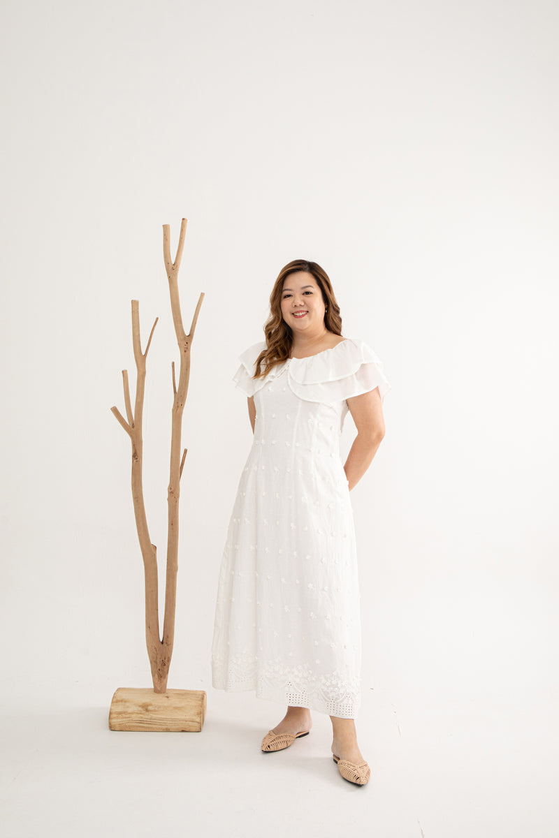 Blossom Dreams 3D Floral Dress (White)
