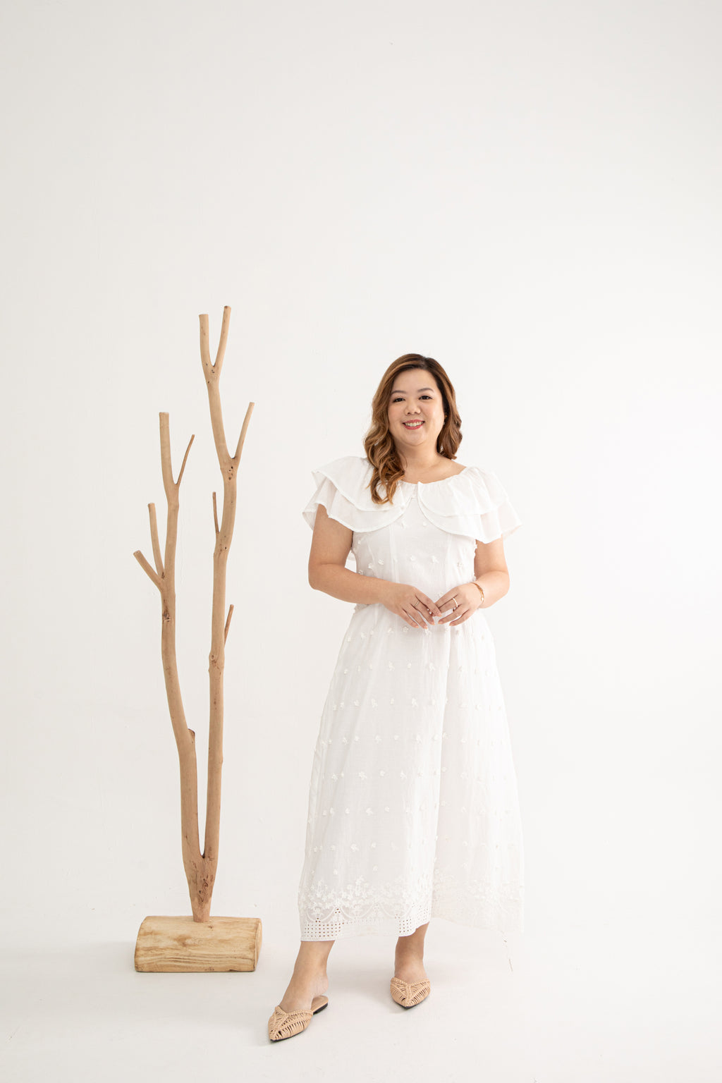 Blossom Dreams 3D Floral Dress (White)