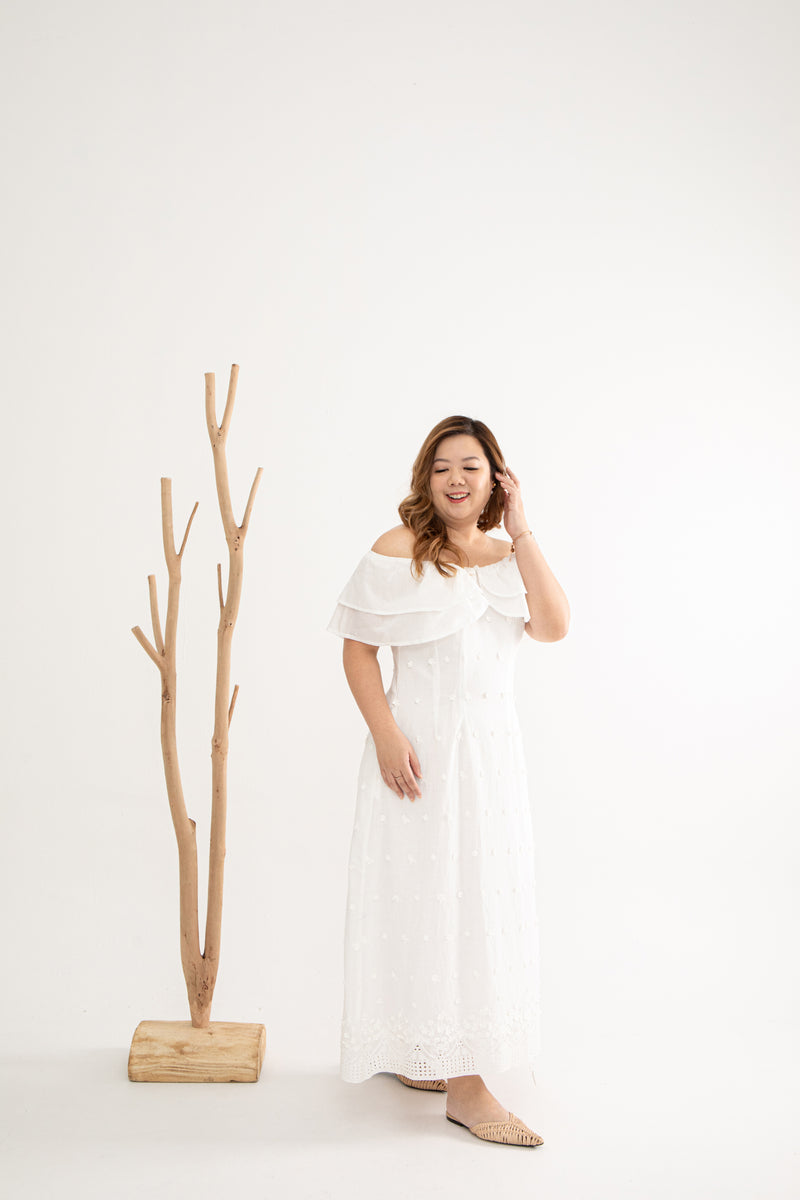 Blossom Dreams 3D Floral Dress (White)