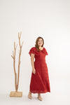 Blossom Dreams 3D Floral Dress (Rust Red)