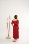 Blossom Dreams 3D Floral Dress (Rust Red)
