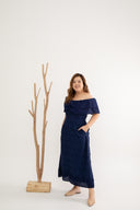 Blossom Dreams 3D Floral Dress (Navy)