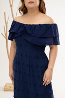 Blossom Dreams 3D Floral Dress (Navy)