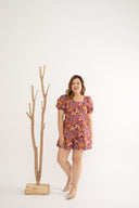 Front Panel Smock-back Romper (Rouge Bouquet)