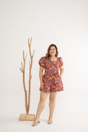 Front Panel Smock-back Romper (Rouge Bouquet)
