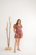 Front Panel Smock-back Romper (Rouge Bouquet)